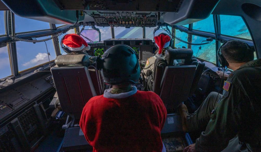 Cockpit of C130J Super Hercules on Operation Christmas Drop 2022