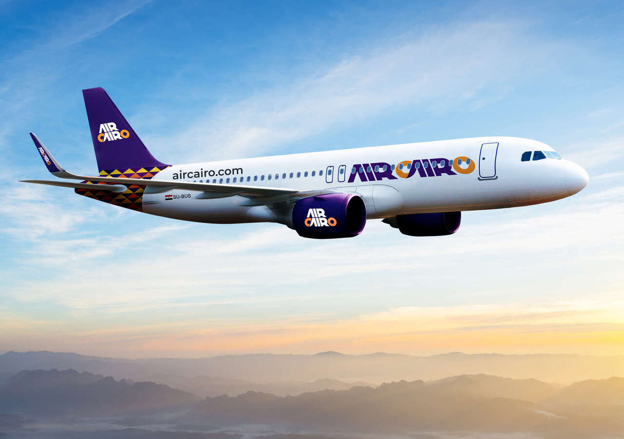 Render of an Air Cairo Airbus A320neo in flight.