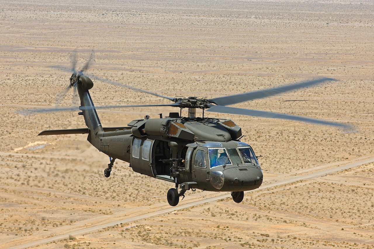 A UH-60M Black Hawk helicopter in flight.