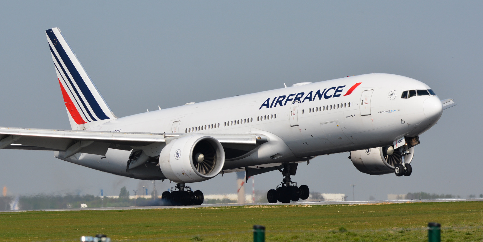 An Air France Boeing 777 takes off.