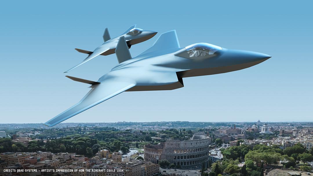 A render of a 6th generation fighter jet for Global Combat Air Programme.