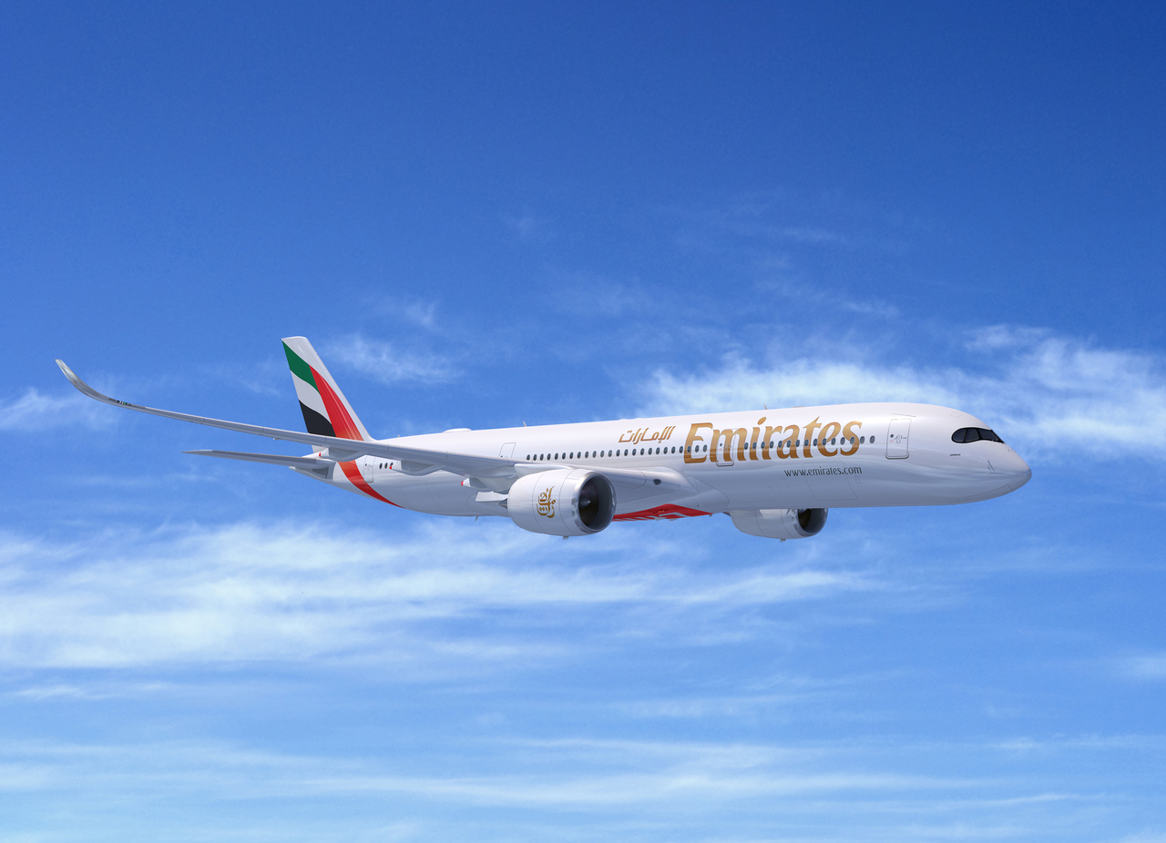 The new Emirates Airbus A350 will be fitted with inflight high speed broadband.