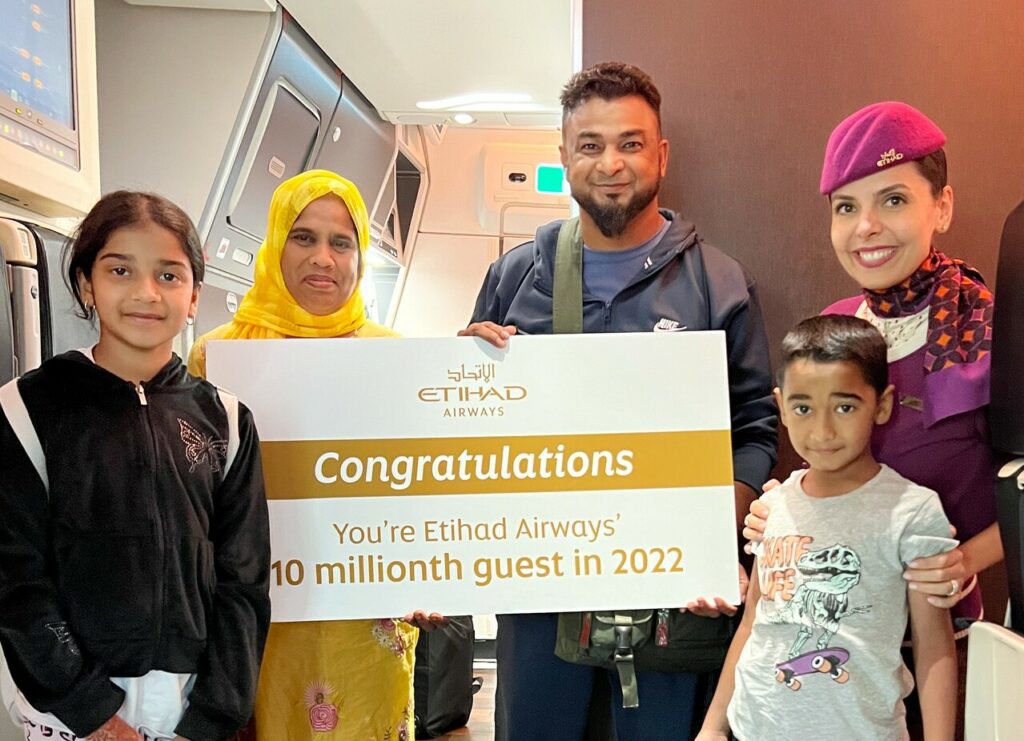 Etihad Airways celebrates their 10 millionth passenger.