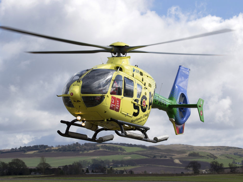 A Scotland Charity Air Ambulance helicopter.