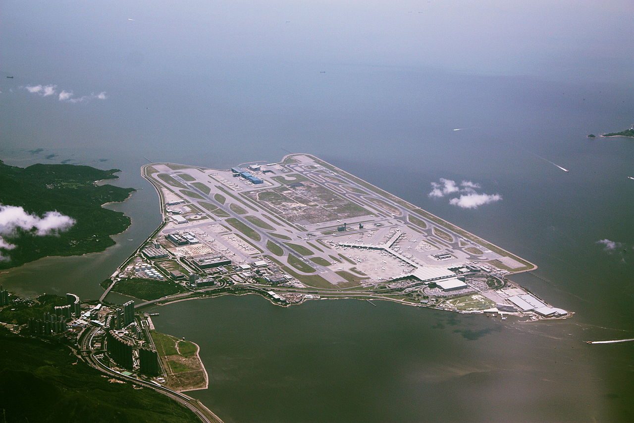 An aerial view of Hong Kong International Airport