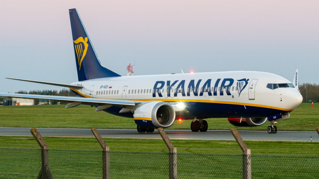 Ryanair Boeing 737 MAX. The carrier is growing in Aberdeen & Glasgow. 