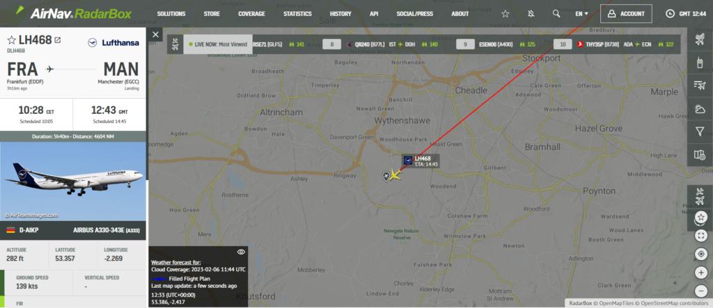 LH468 diverts to Manchester.