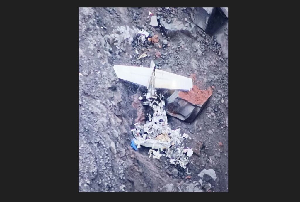 Wreckage of Philippines plane crash Cessna 340 aircraft.