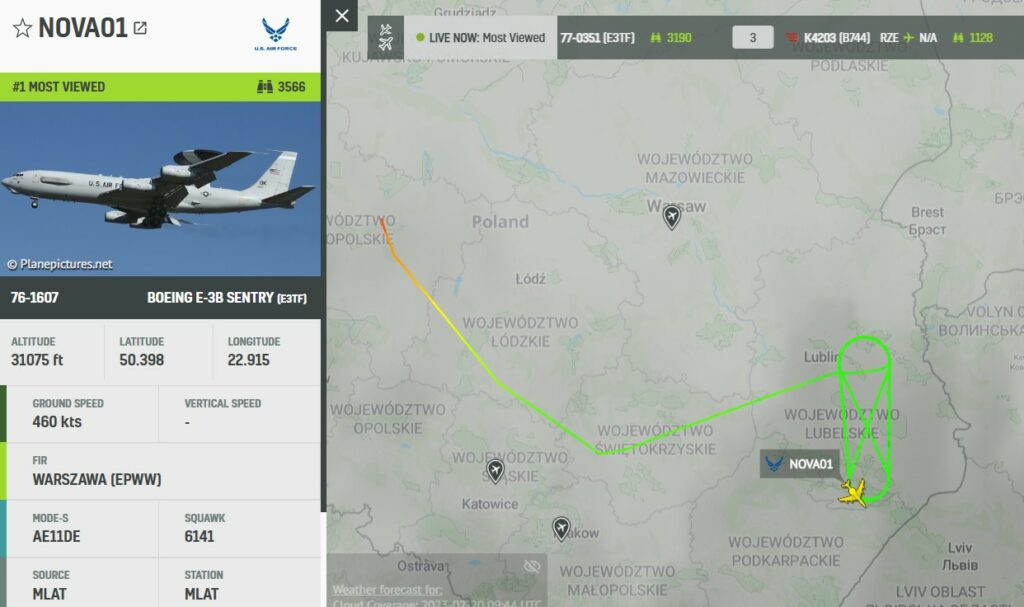 An AWACS me aircraft over Kyiv
