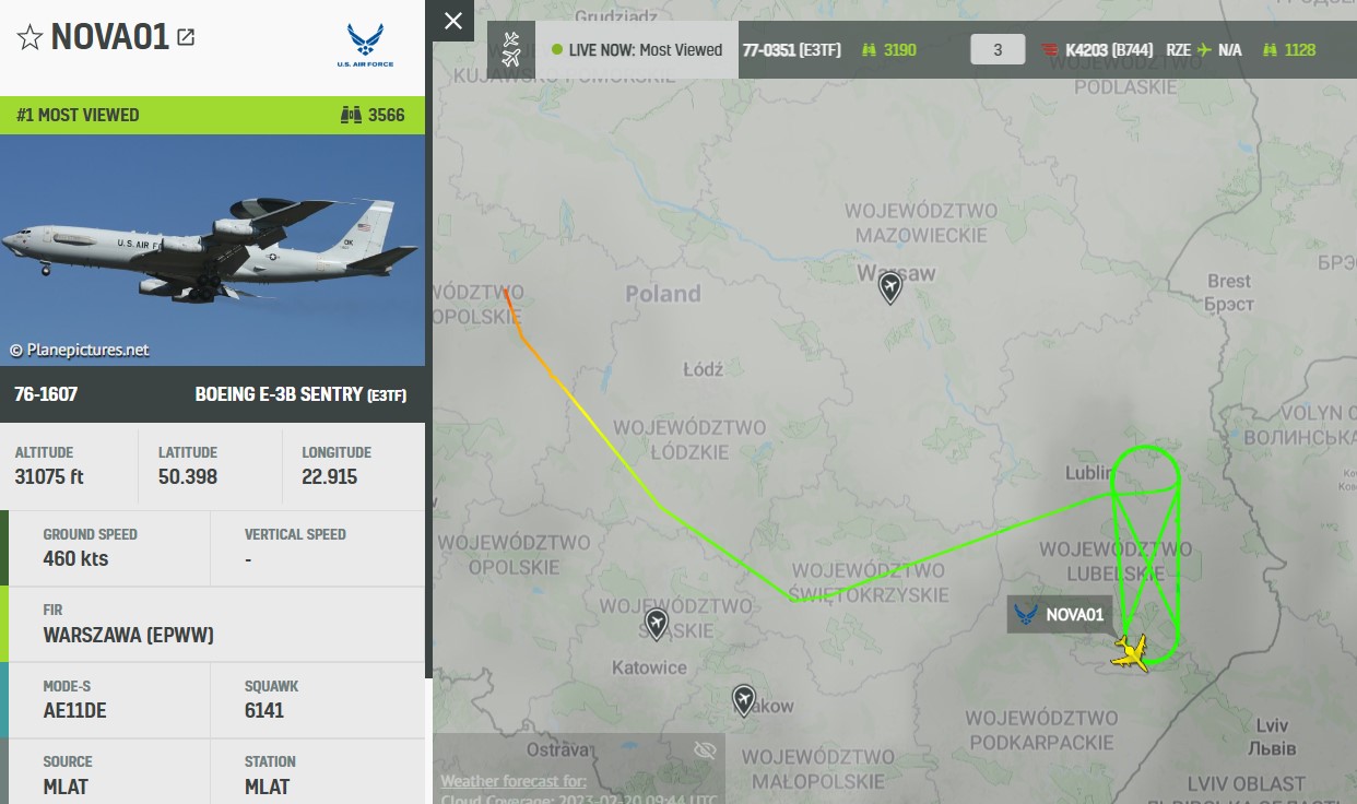 An AWACS me aircraft over Kyiv