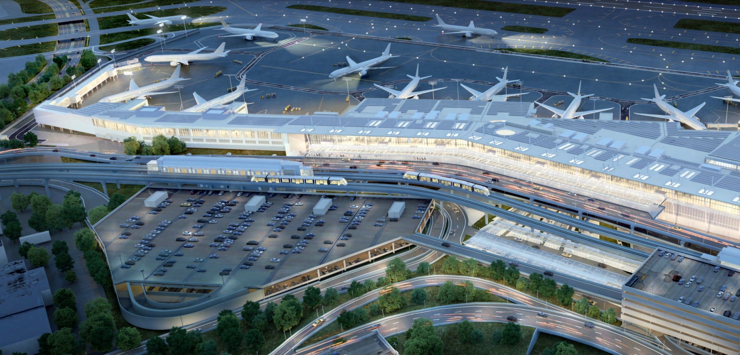 A render of the new New York JFK Airport Terminal 6 facility.