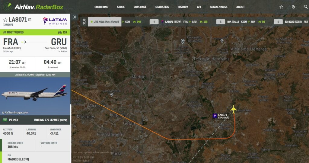 LA8071 is diverting into Madrid. 