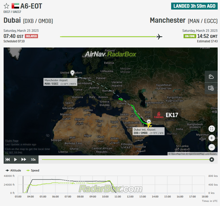 Manchester’a giden bir Emirates A380, Türkiye’yi devirdi