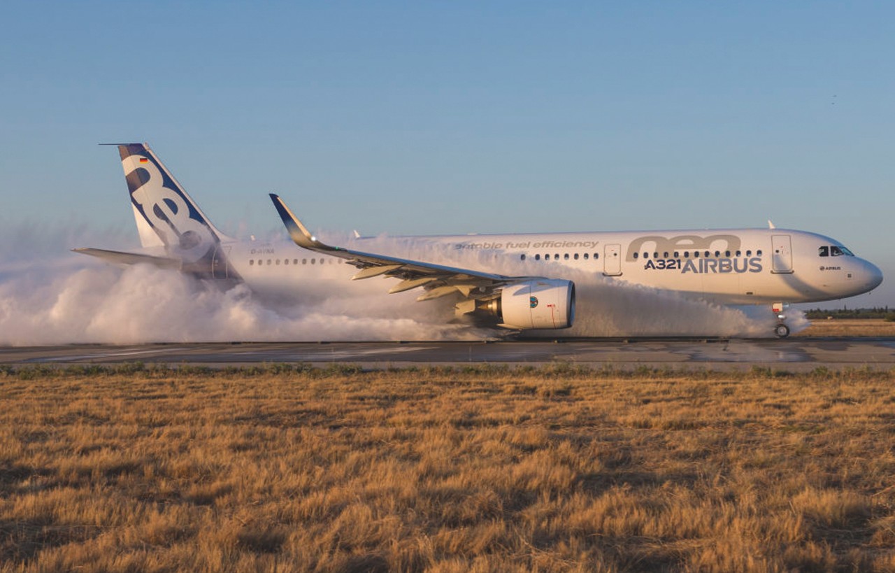 An Airbus A321neo carries out certification testing
