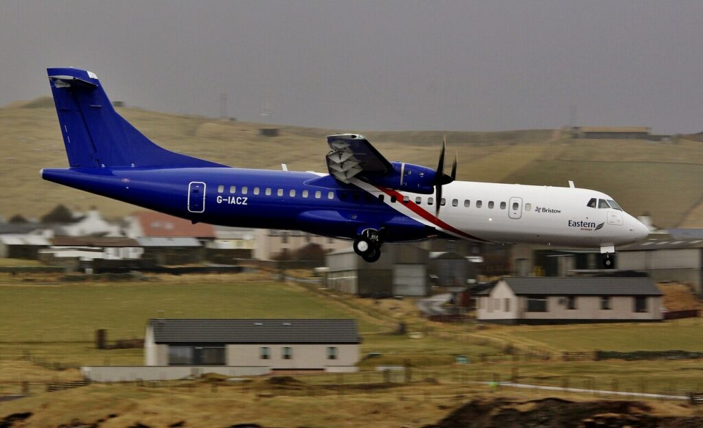 An Eastern Airways ATR 72 approaches to land.