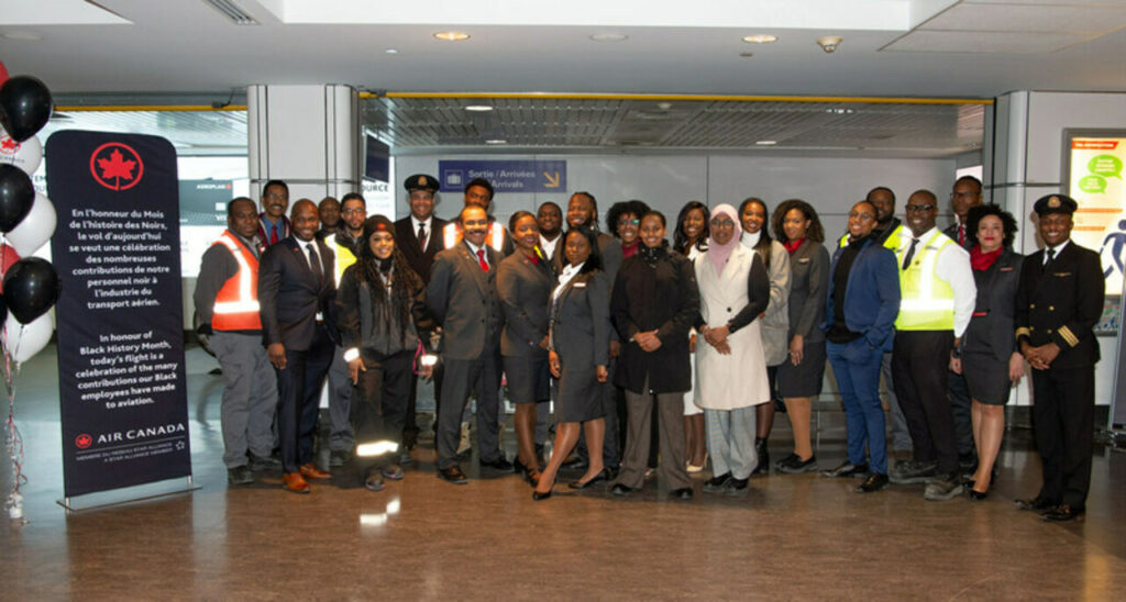 Staff of Air Canada involved in Black History Month celebratory flight.