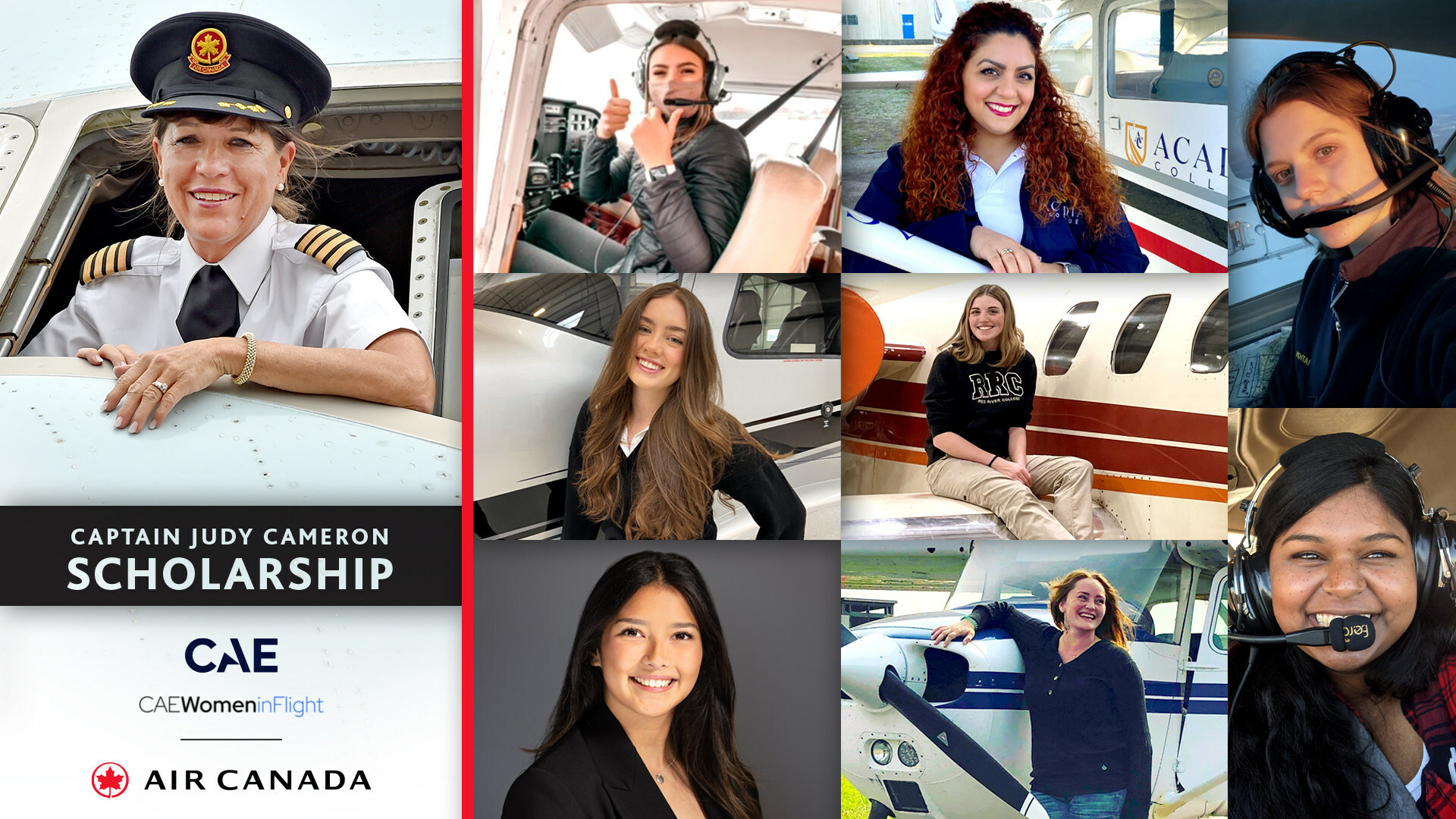 8 women in aviation award winners for the 2023 Captain Judy Cameron Scholarship