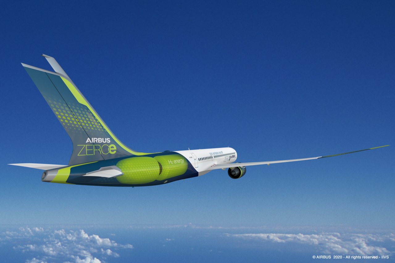 A render of an Airbus Zero Emission aircraft.