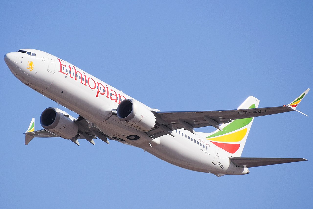 Ethiopian Airlines Boeing 737 MAX ET-AVJ in flight.