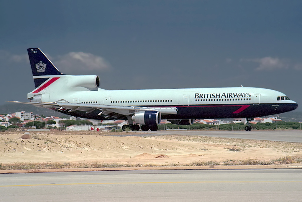 A British Airways Lockheed L-1011 TriStar on the taxiway.
