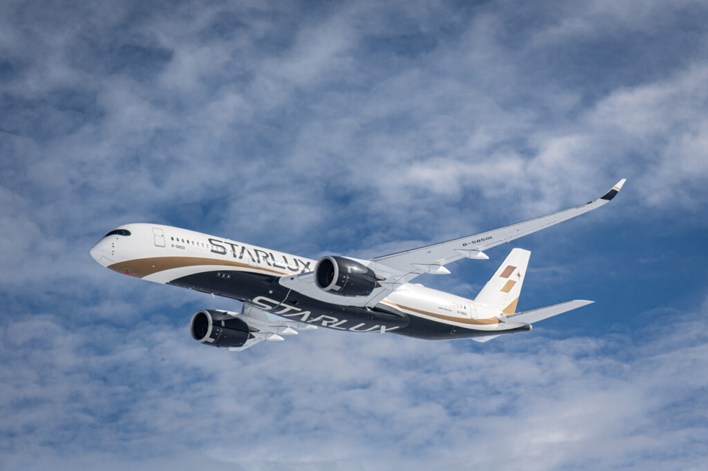 A STARLUX Airlines Airbus A350 in flight