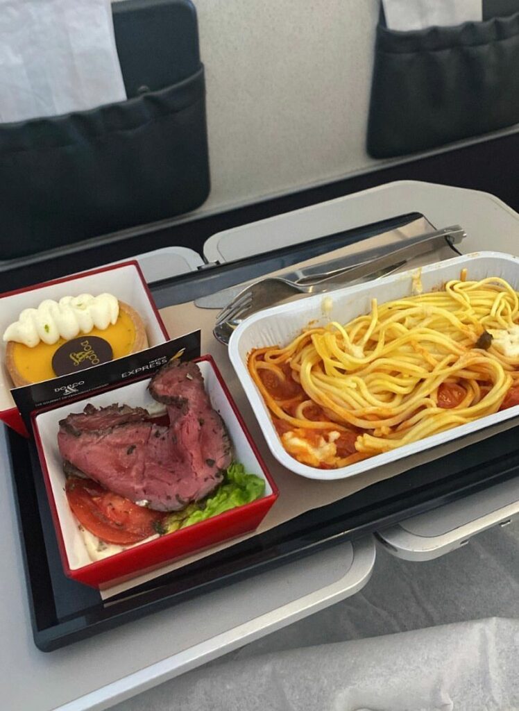 Food and drink onboard Iberia Express Business Class.