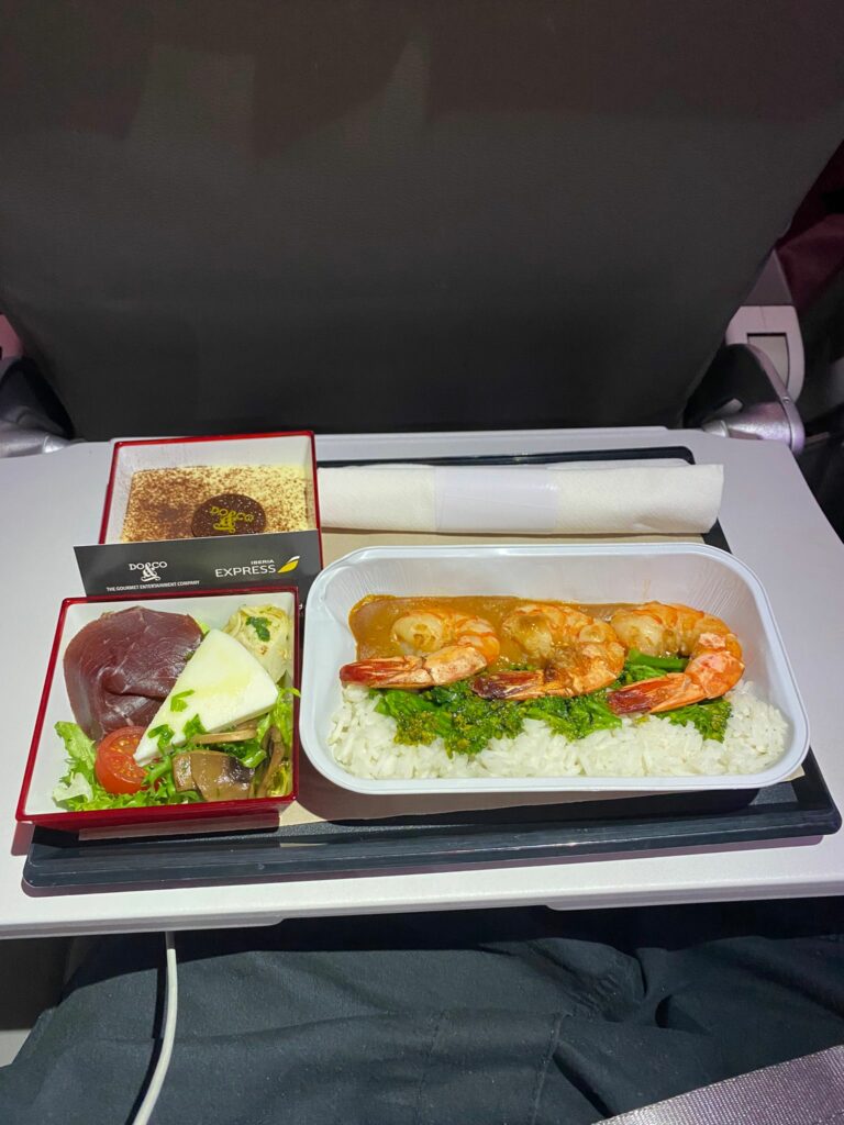 Food and drink onboard Iberia Express Business Class.