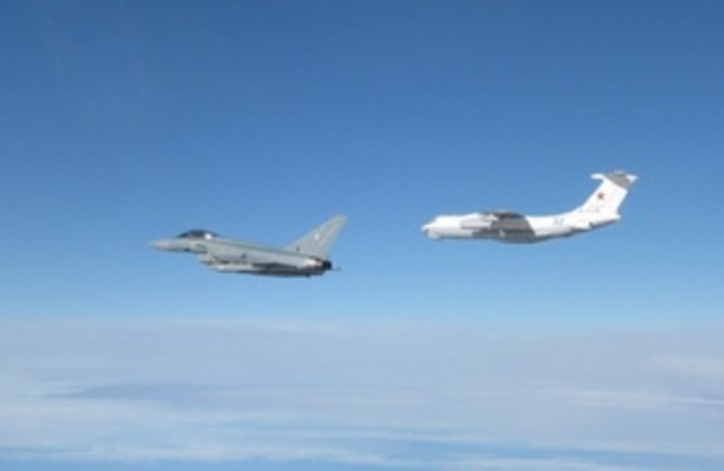 RAF and German Air Force Typhoons intercept Russian aircraft