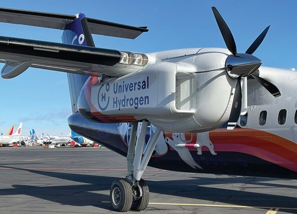 The Universal Hydrogen green fuel technology aircraft.