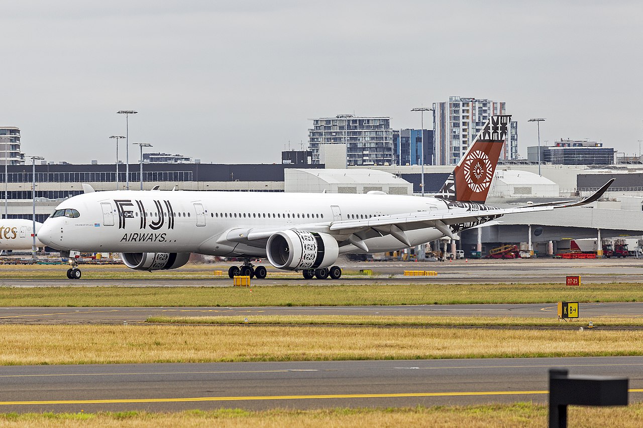 A Fiji Airways Airbus A350 taxiing.