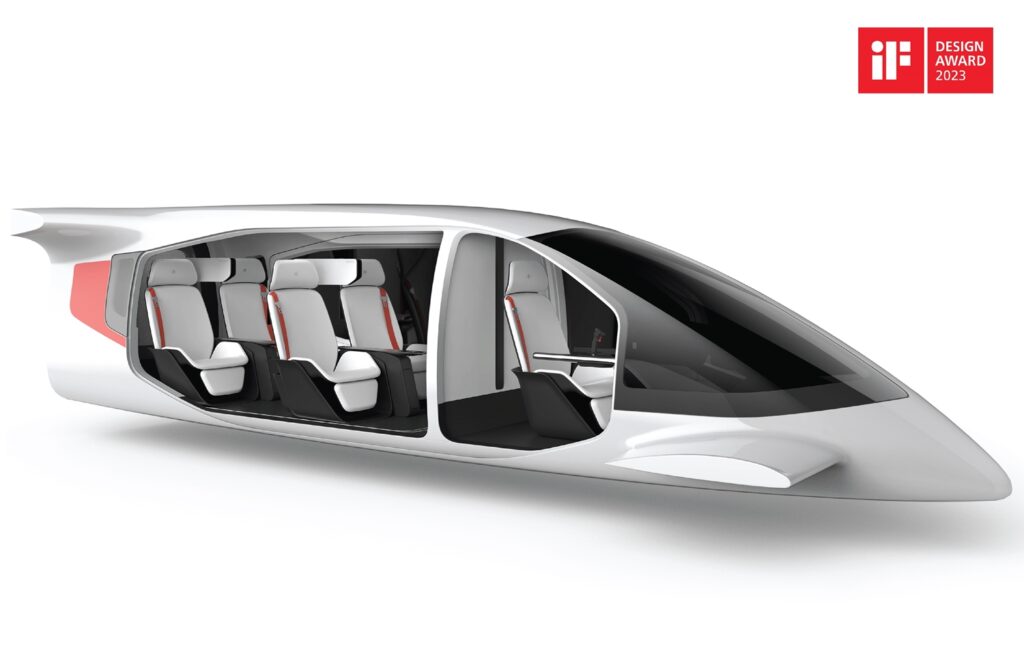 Render of a PLANA advanced air mobility aircraft cabin interior.