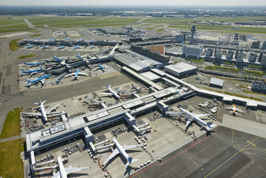Aerial view of Amsterdam Schiphol airport