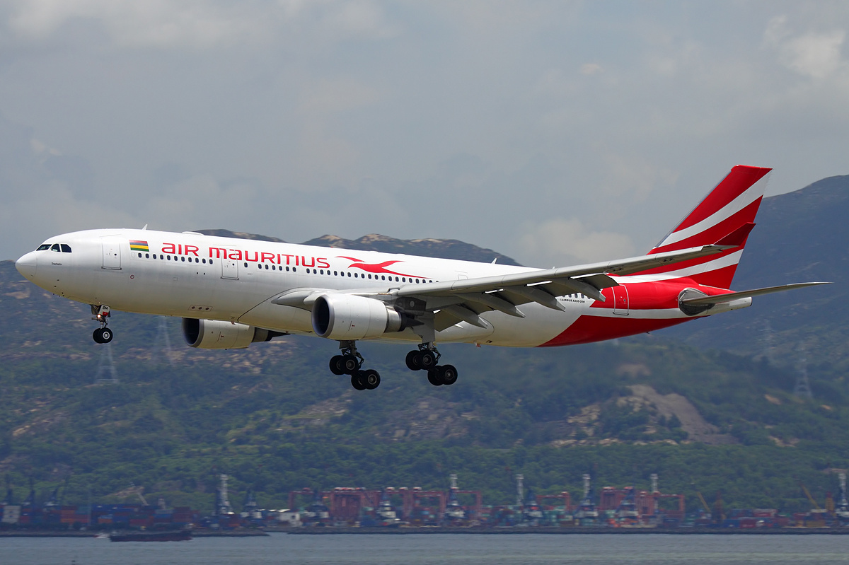 An Air Mauritius A330 approaches to land.