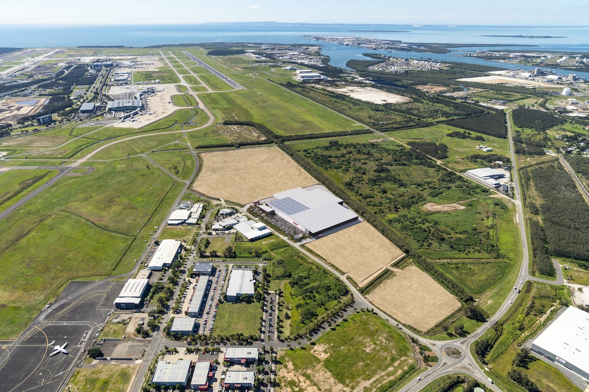Aerial view of Brisbane Airport.