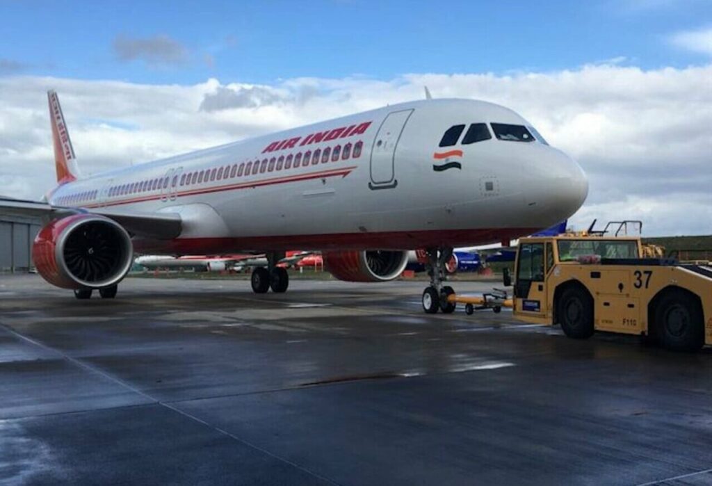 A new Tata Group Air India Airbus A321neo on the tarmac.