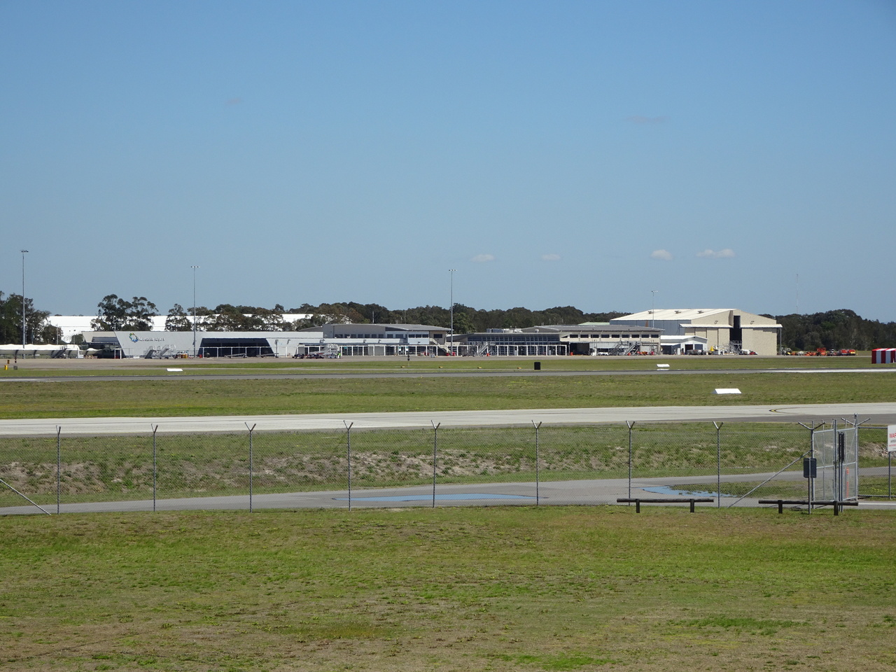 View across Newcastle Airport runway.
