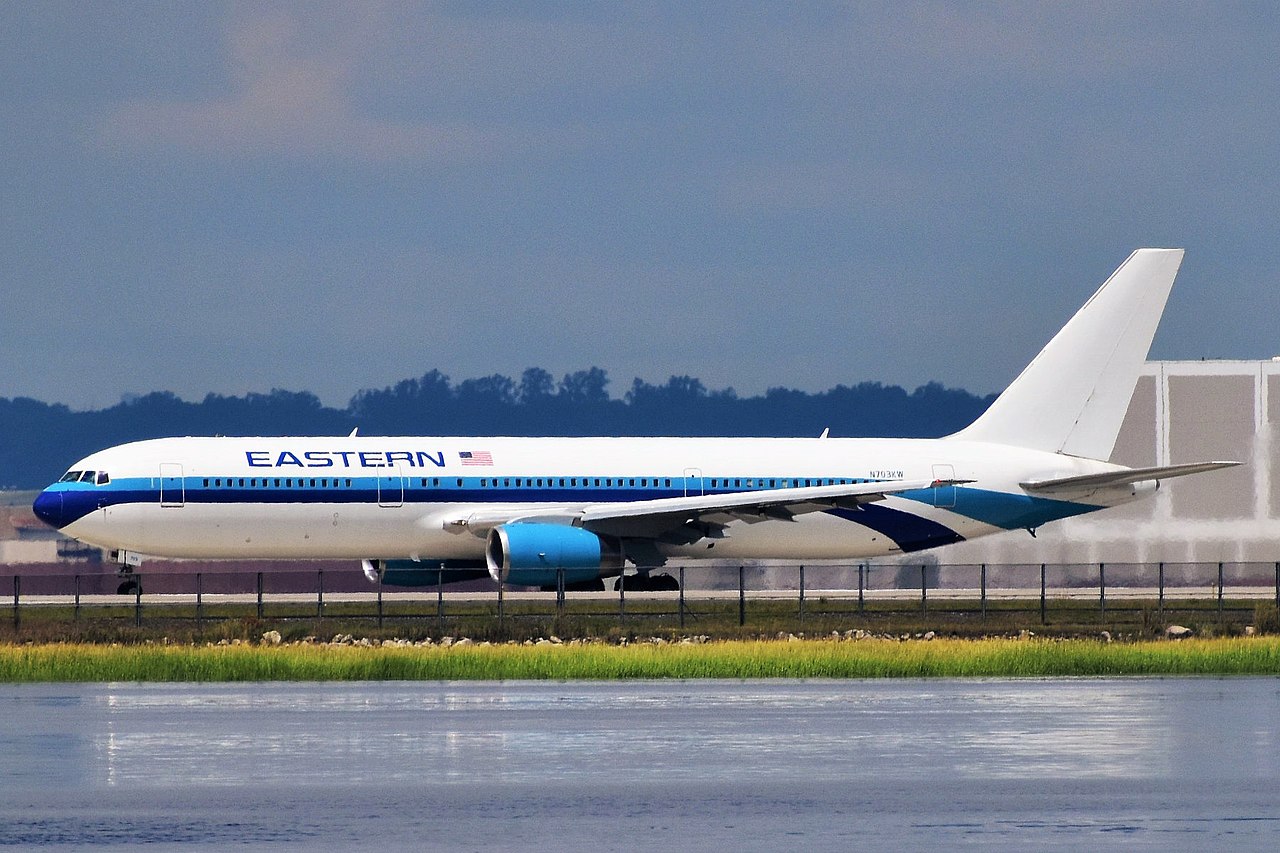 An Eastern Airlines Boeing 767 on the taxiway.