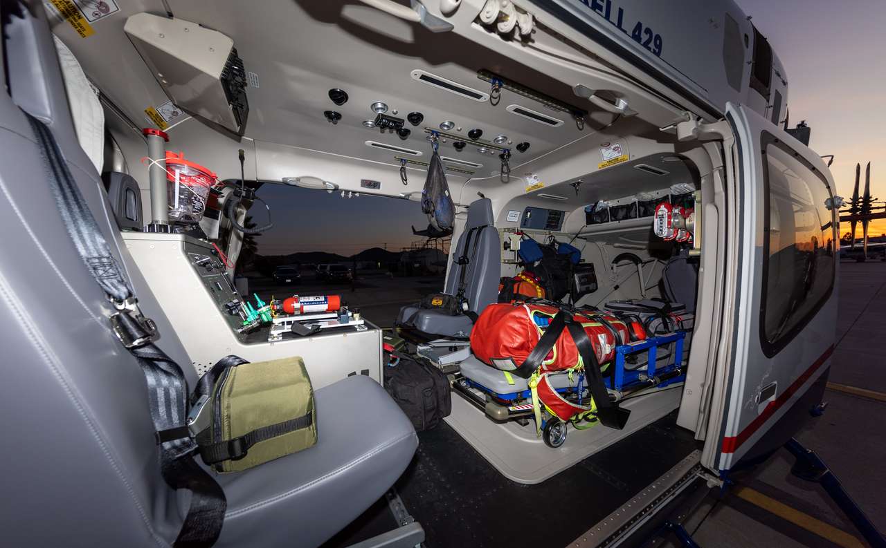 Interior of a Bell 426 HEMS helicopter