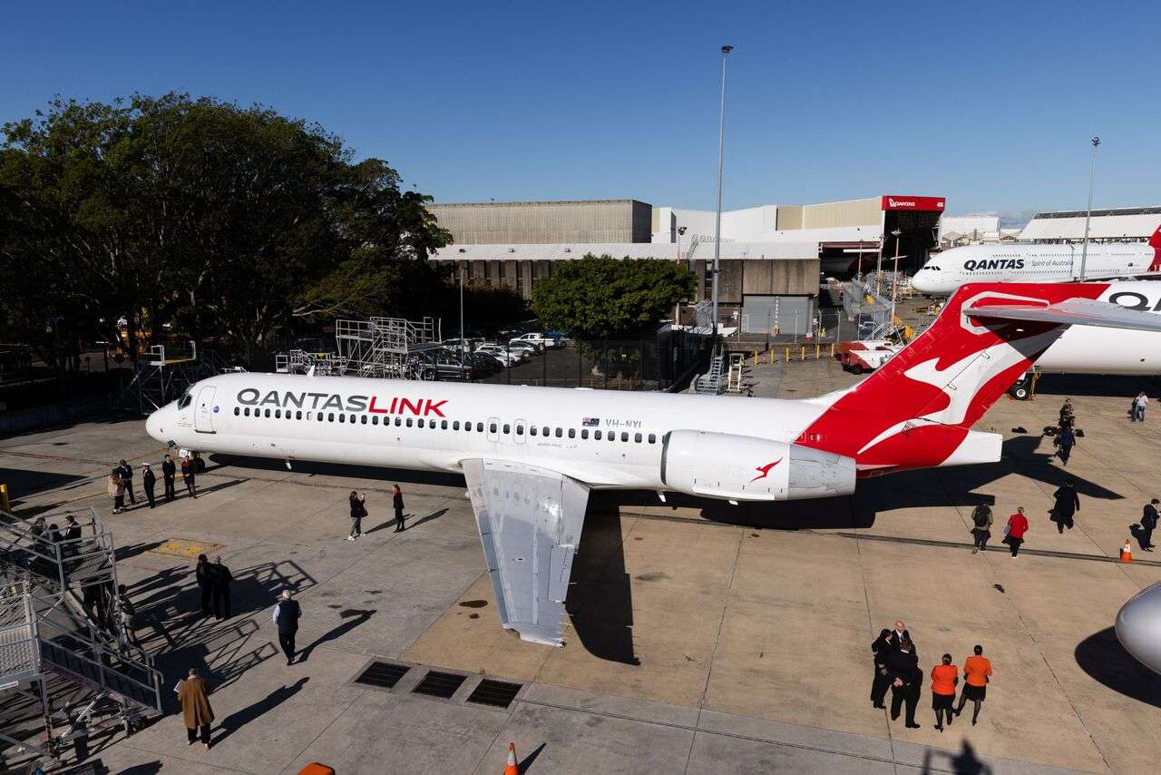 Qantas Boeing 717 VH-NXI parked on the tarmac at Sydney.