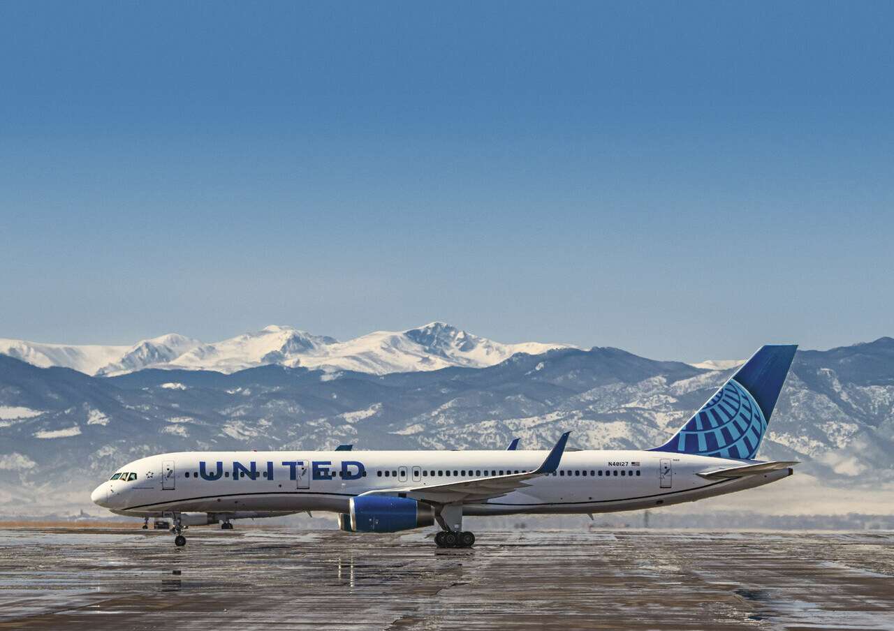 A United Airlines aircraft lines up at Denver Airport.