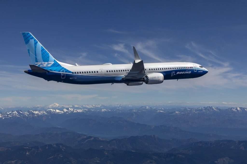 A Boeing 737 MAX in flight.