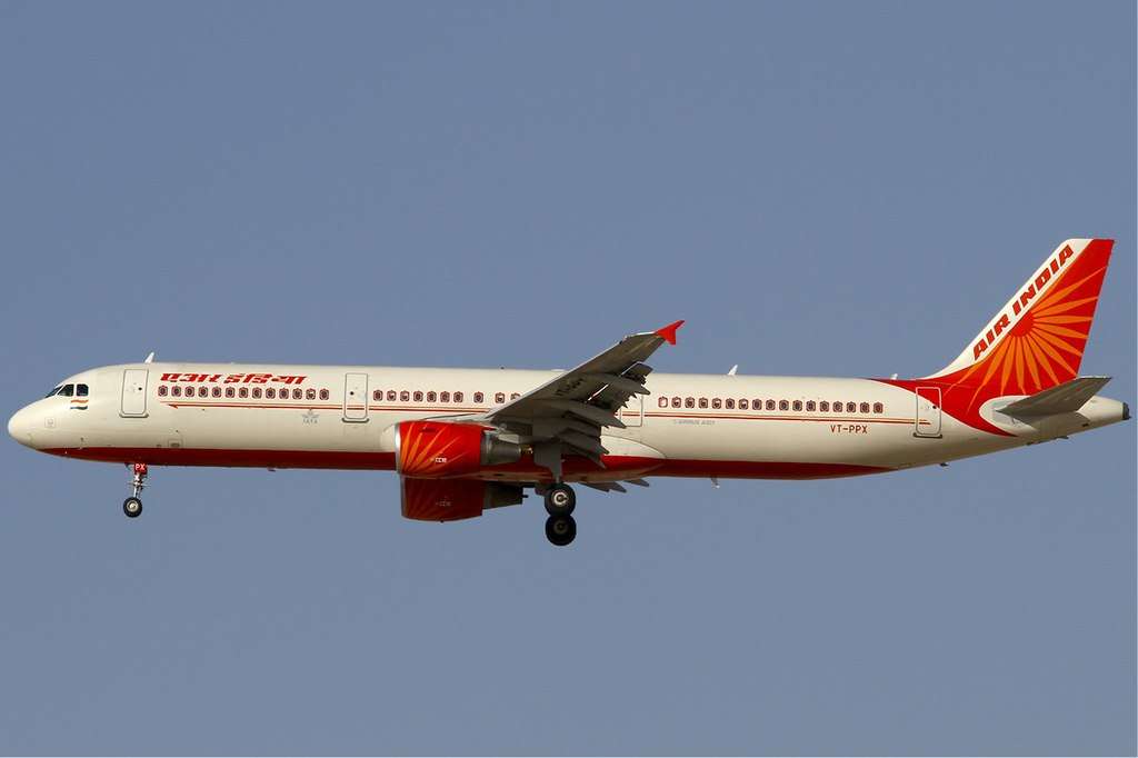 An Air India A321 approaches to land.