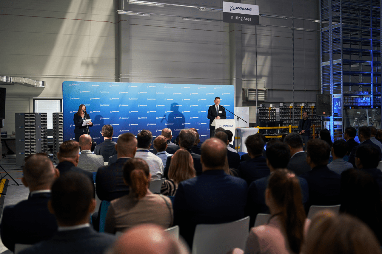 Opening ceremony at the new Boeing spares facility in Poland.