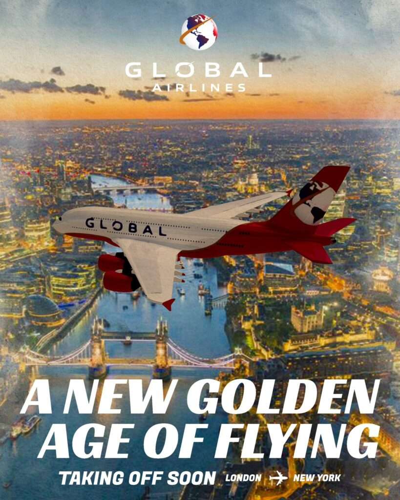 Global Airlines' 1970s-Style Poster for London-New York