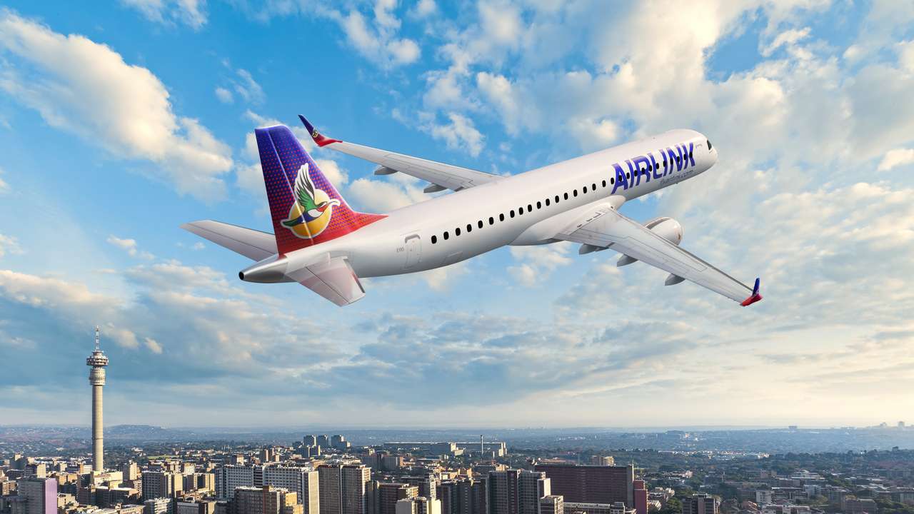 Render of an Airlink Embraer E195 in flight