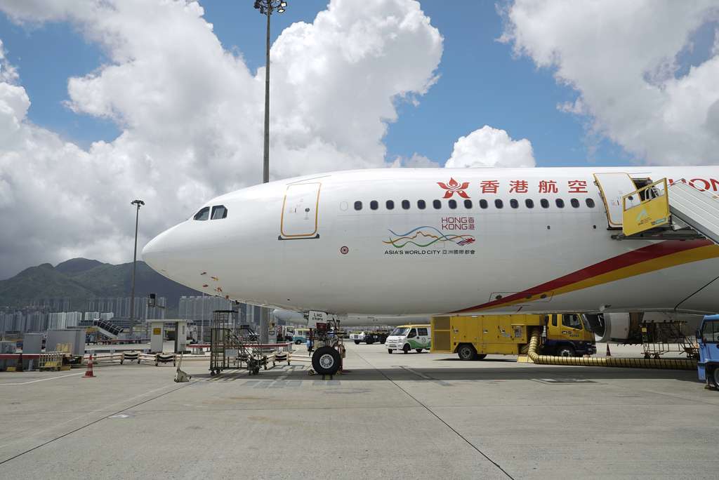 A Hong Kong Airlines A330 on the tarmac.