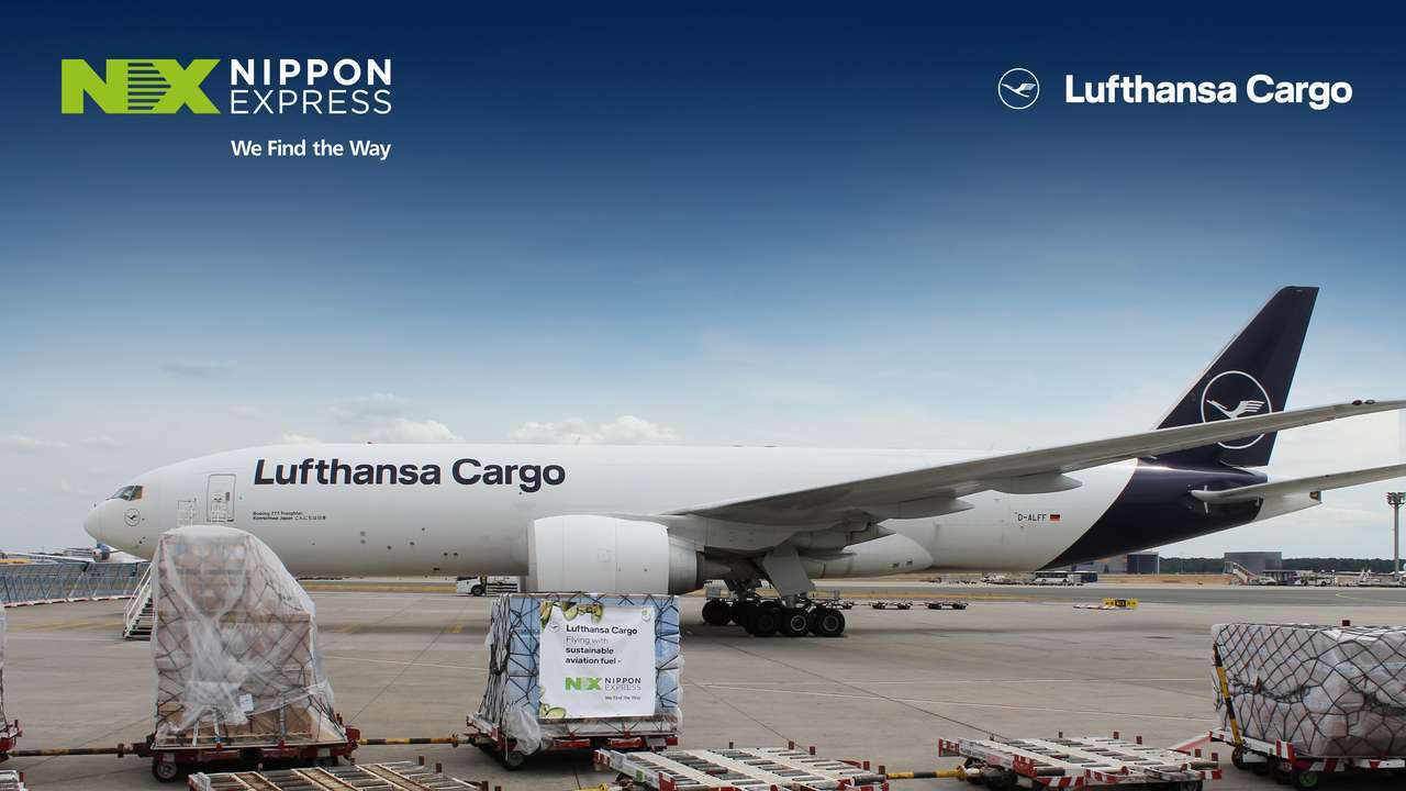 A Lufthansa Cargo aircraft with freight containers.