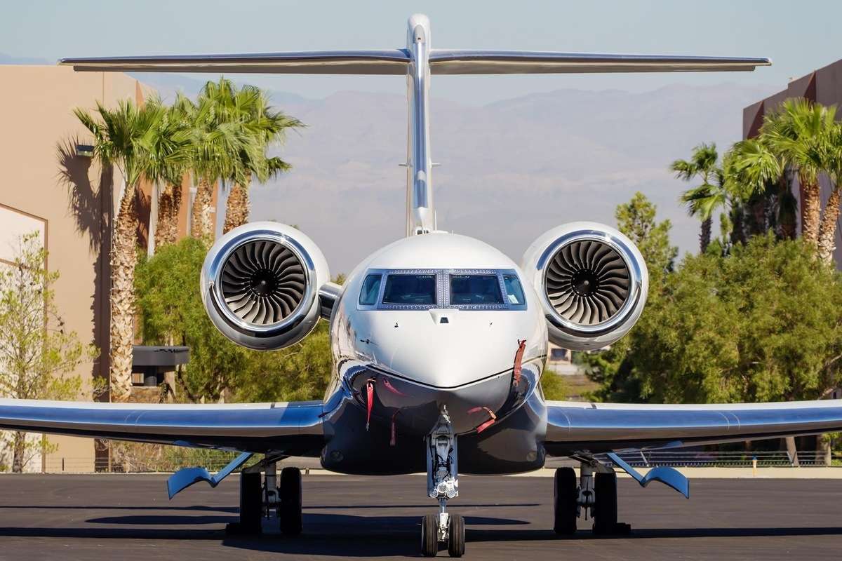 Front view of a Tidal Jets charter aircraft.