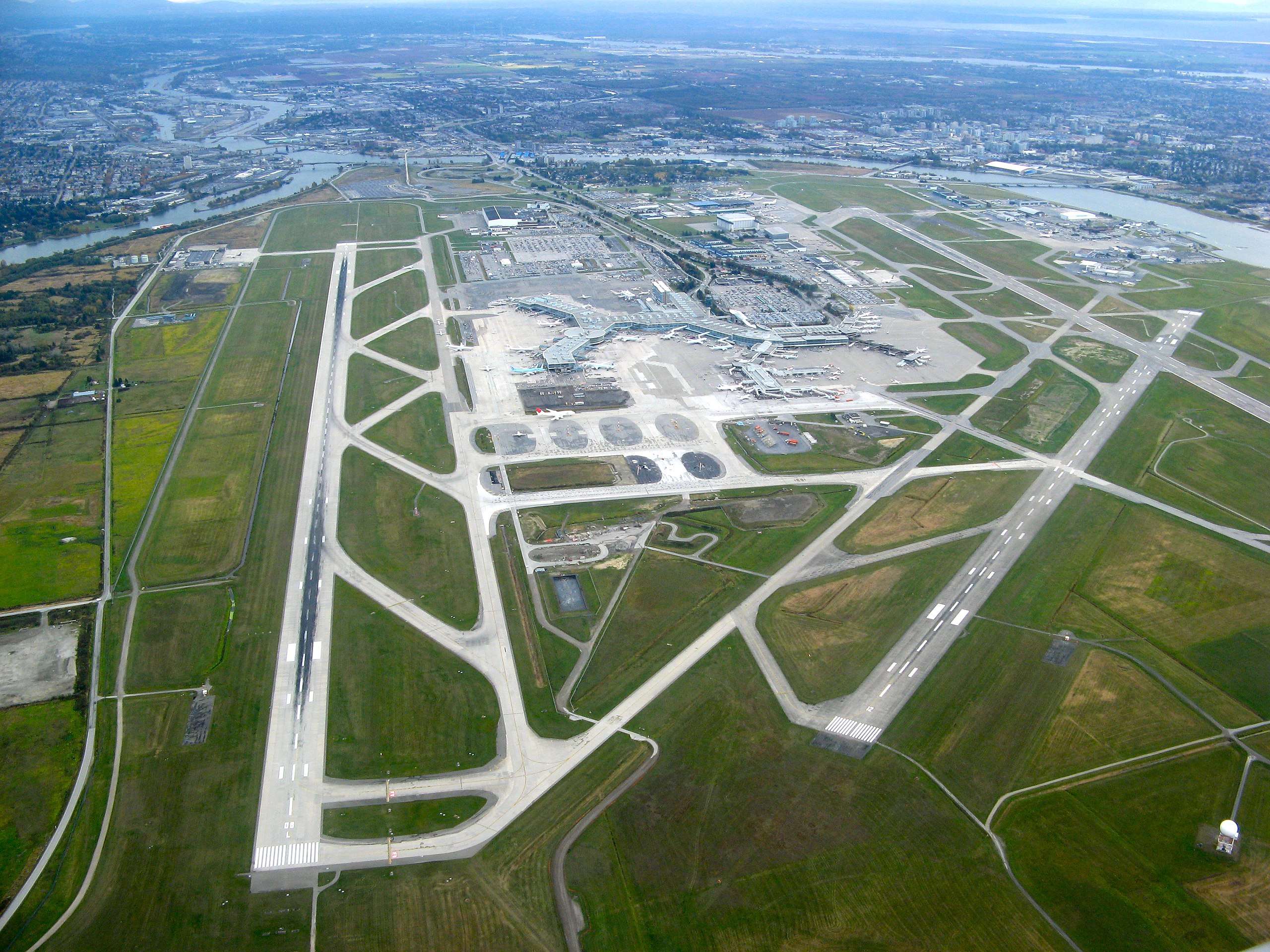 Aerial view of Vancouver Airport