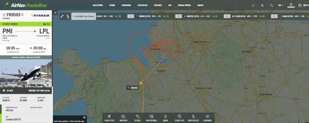 Ryanair Flight Struck by Lightning over Liverpool